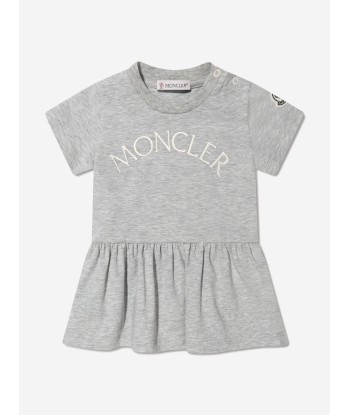 Moncler Enfant Baby Girls Logo Dress in Grey destockage