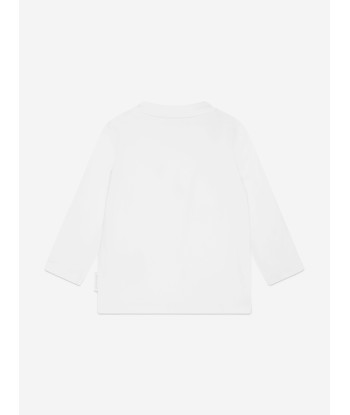 Moncler Enfant Baby Long Sleeve Logo T-Shirt in White En savoir plus