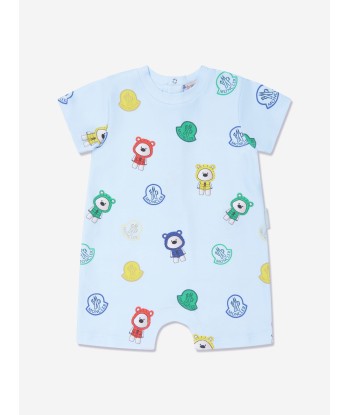 Moncler Enfant Baby Boys Bear Print Romper in Blue offre 