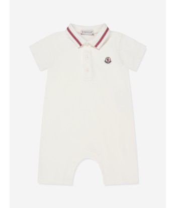 Moncler Enfant Baby Boys Polo Romper in White Les magasins à Paris