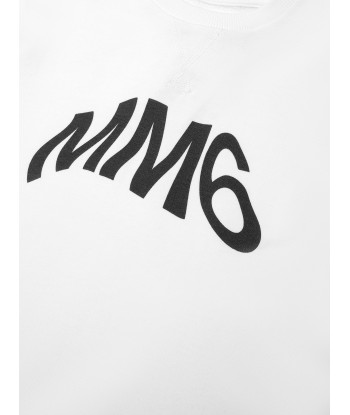 MM6 Maison Margiela Kids Logo T-Shirt Dress In White en stock