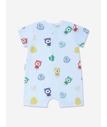 Moncler Enfant Baby Boys Bear Print Romper in Blue offre 