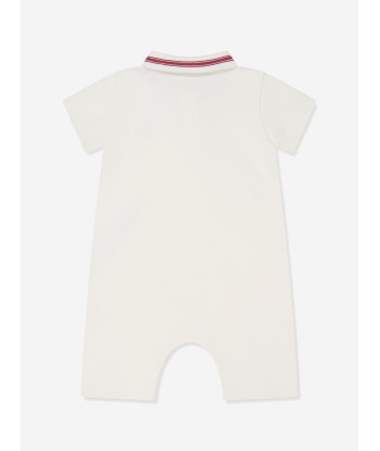 Moncler Enfant Baby Boys Polo Romper in White Les magasins à Paris