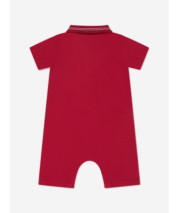 Moncler Enfant Baby Boys Polo Romper in Red Venez acheter