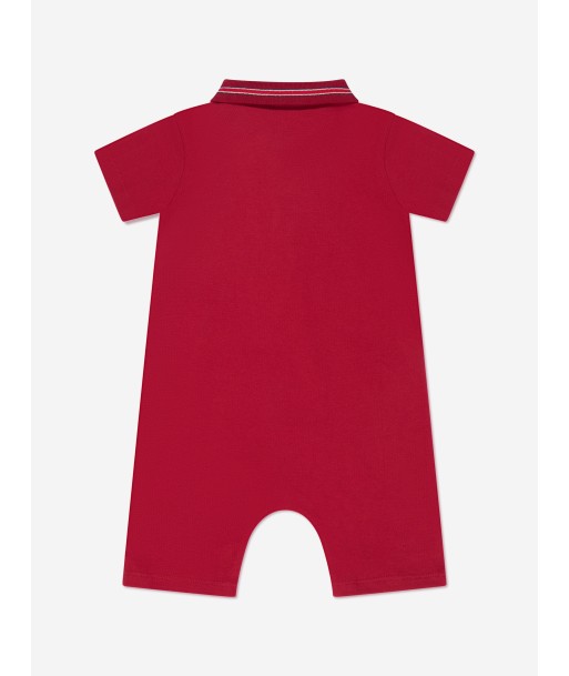 Moncler Enfant Baby Boys Polo Romper in Red Venez acheter