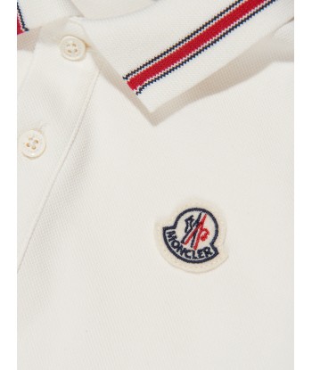 Moncler Enfant Baby Boys Polo Romper in White Les magasins à Paris