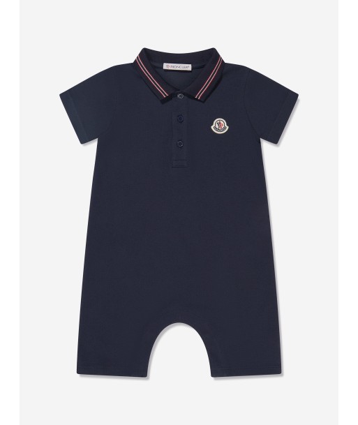 Moncler Enfant Baby Boys Polo Romper in Navy Faites des économies