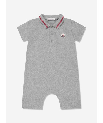 Moncler Enfant Baby Boys Polo Romper in Grey Economisez 