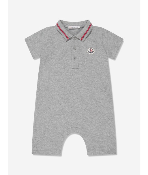 Moncler Enfant Baby Boys Polo Romper in Grey Economisez 