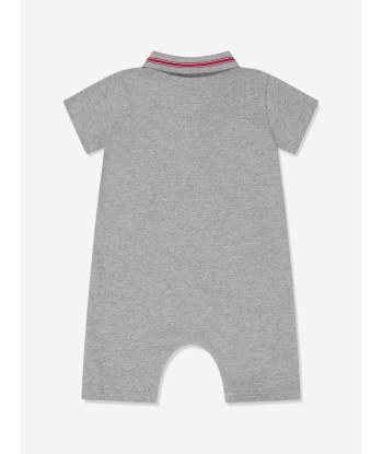 Moncler Enfant Baby Boys Polo Romper in Grey Economisez 