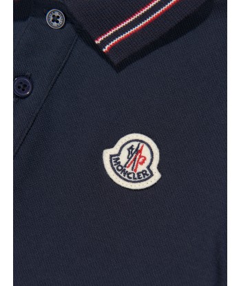 Moncler Enfant Baby Boys Polo Romper in Navy Faites des économies