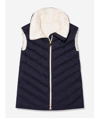 Moncler Enfant Girls Down Padded Venta Gilet in Navy d'Europe débarque