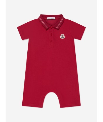 Moncler Enfant Baby Boys Polo Romper in Red Venez acheter