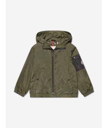 Moncler Enfant Boys Eisaku Jacket in Green brillant des détails fins