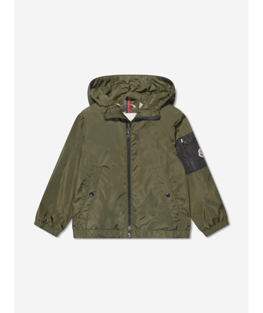 Moncler Enfant Boys Eisaku Jacket in Green brillant des détails fins