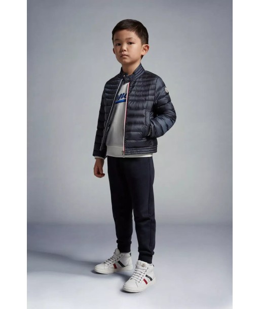 Moncler Enfant Boys Down Padded Urzay Biker Jacket in Navy Venez découvrir notre 