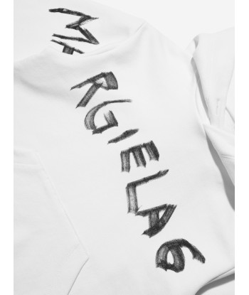 MM6 Maison Margiela Kids Cropped Logo Hoodie In White ou a consommer sur place