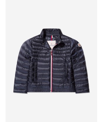 Moncler Enfant Boys Down Padded Urzay Biker Jacket in Navy Venez découvrir notre 