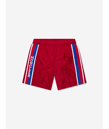 Moncler Enfant Boys Logo Swim Shorts in Red hantent personnes