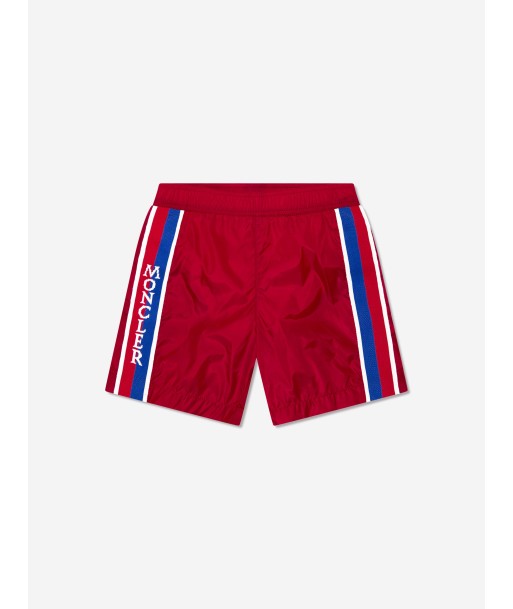 Moncler Enfant Boys Logo Swim Shorts in Red hantent personnes