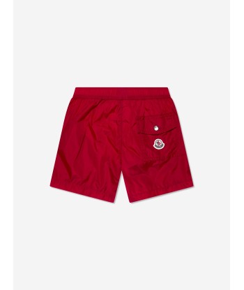 Moncler Enfant Boys Logo Swim Shorts in Red hantent personnes