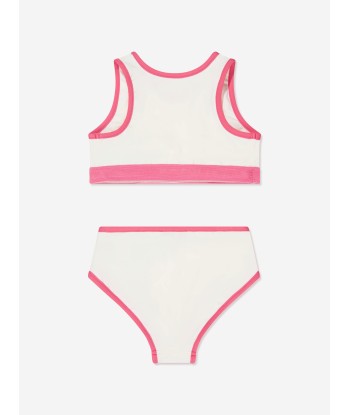 Moncler Enfant Girls Logo Bikini in White brillant des détails fins