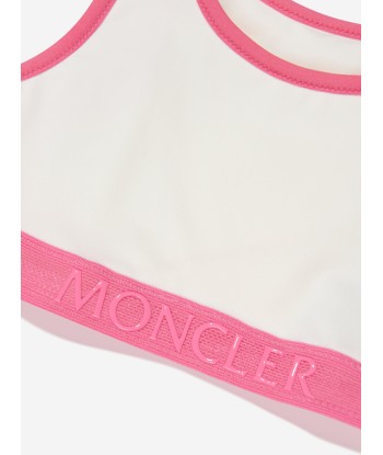 Moncler Enfant Girls Logo Bikini in White brillant des détails fins