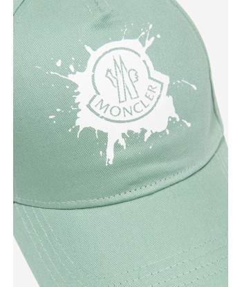 Moncler Enfant Girls Logo Cap in Green paiement sécurisé