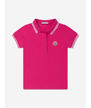 Moncler Enfant Girls Logo Polo Shirt in Pink de technologie