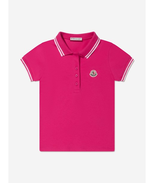 Moncler Enfant Girls Logo Polo Shirt in Pink de technologie