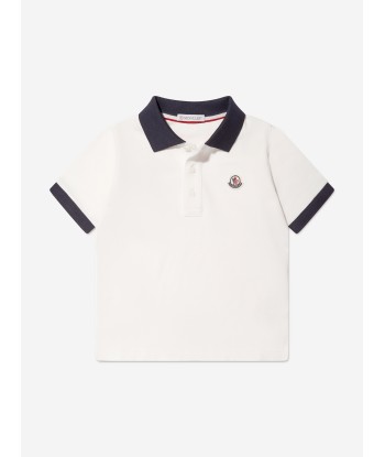 Moncler Enfant Boys Logo Polo Shirt in White Le MVP de beaucoup