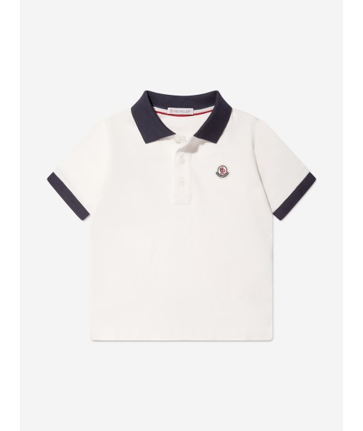 Moncler Enfant Boys Logo Polo Shirt in White Le MVP de beaucoup