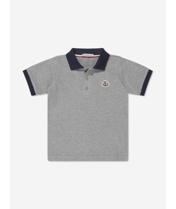 Moncler Enfant Boys Logo Polo Shirt in Grey sélection de produits