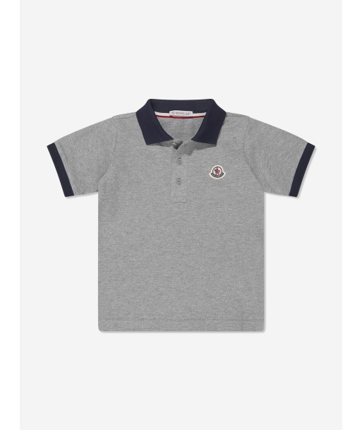 Moncler Enfant Boys Logo Polo Shirt in Grey sélection de produits