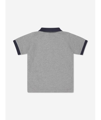 Moncler Enfant Boys Logo Polo Shirt in Grey sélection de produits