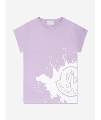 Moncler Enfant Girls Logo Print T-Shirt in Lilac offre 