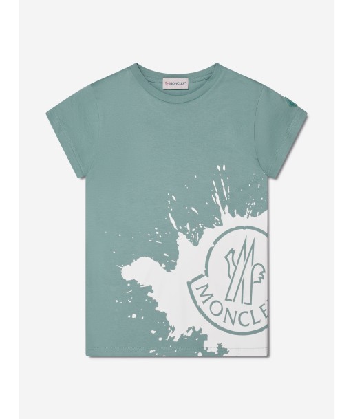 Moncler Enfant Girls Logo Print T-Shirt in Green 2024