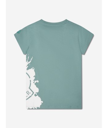 Moncler Enfant Girls Logo Print T-Shirt in Green 2024