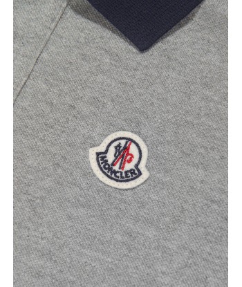 Moncler Enfant Boys Logo Polo Shirt in Grey sélection de produits