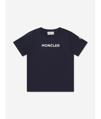 Moncler Enfant Kids Logo T-Shirt in Navy les muscles