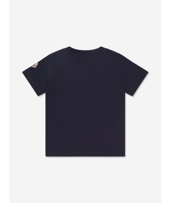 Moncler Enfant Kids Logo T-Shirt in Navy les muscles