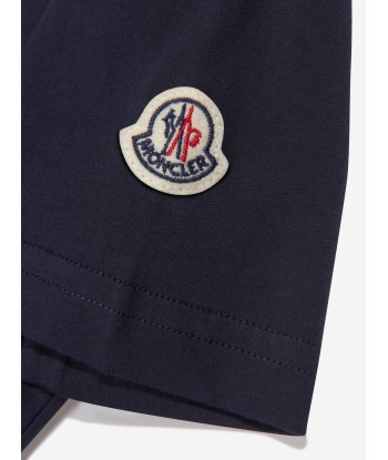 Moncler Enfant Kids Logo T-Shirt in Navy les muscles