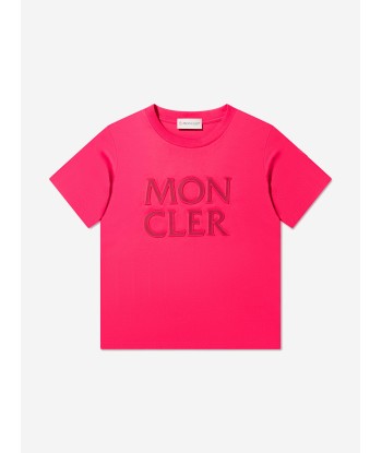 Moncler Enfant Girls Logo Print T-Shirt in Pink est présent 