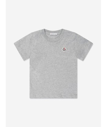 Moncler Enfant Kids Logo T-Shirt in Grey la livraison gratuite