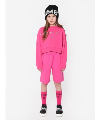 MM6 Maison Margiela Girls Cropped Logo Sweatshirt In Pink d'Europe débarque