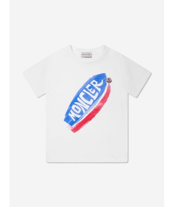 Moncler Enfant Boys Logo T-Shirt in White Comparez et commandez 