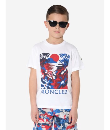 Moncler Enfant Boys Cotton T-Shirt in White prix