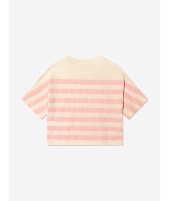 Moncler Enfant Girls Striped Logo T-Shirt in Cream 50-70% off 