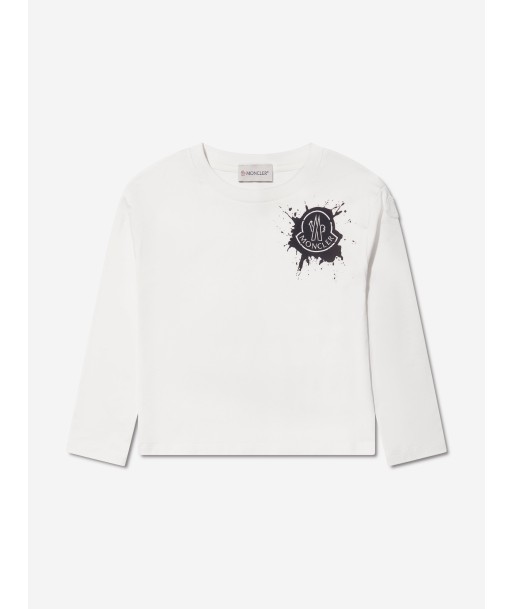 Moncler Enfant Girls Long Sleeve Logo T-Shirt in White la colonne vertébrale