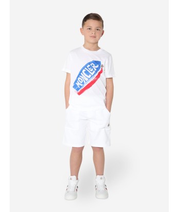 Moncler Enfant Boys Logo T-Shirt in White Comparez et commandez 